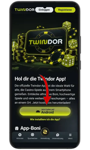 Installation der App Twindor