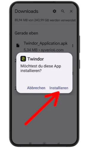 Installation fortsetzen Twindor